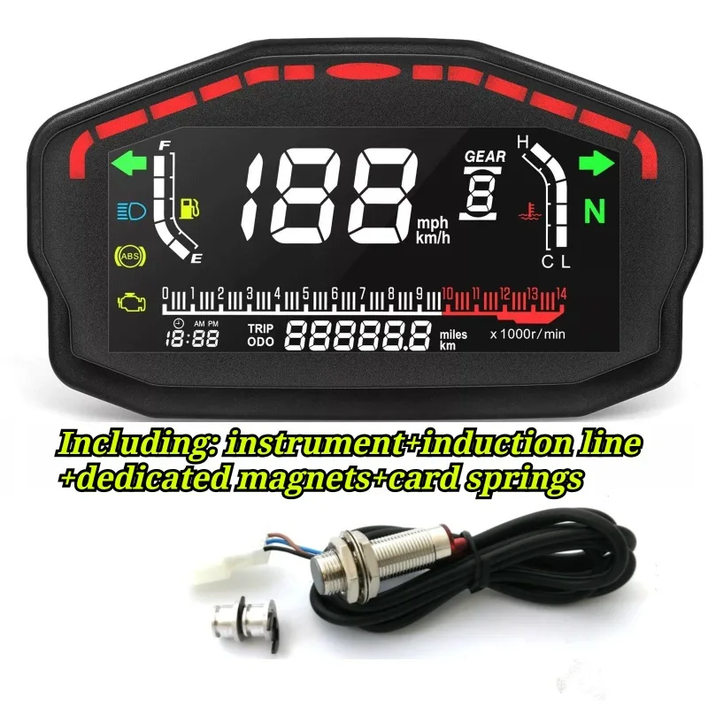 

Motorcycle Modified Color Screen LCD Instrument Adjustable Speed of 1-6 Gears Per Hour Universal for Carburetor EFI Vehicles