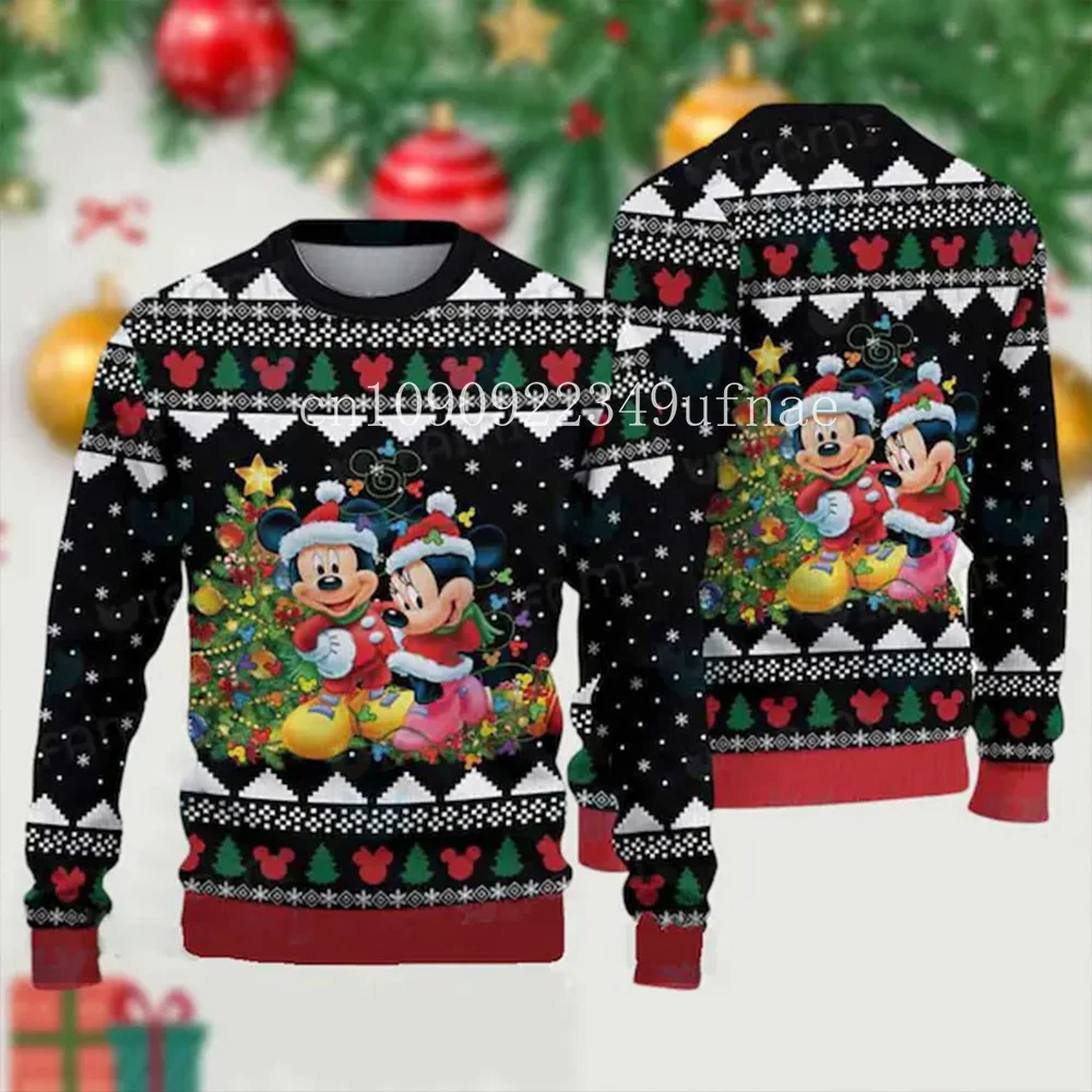 

2025Disney Christmas Sweater Men's Womens 3d Ugly Sweater Mickey Ugly Christmas Sweater Anime Xmas Gifts Sweater