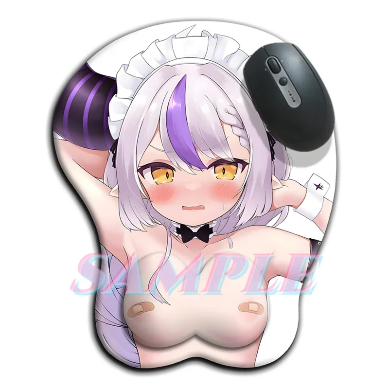 Hololive Small Boob Mouse Pad with 3D Nipple Oppai La Darknesss Gamer Hentai Anime Sexy Mousepad with Wrist Rest Kawaii Loli Mat