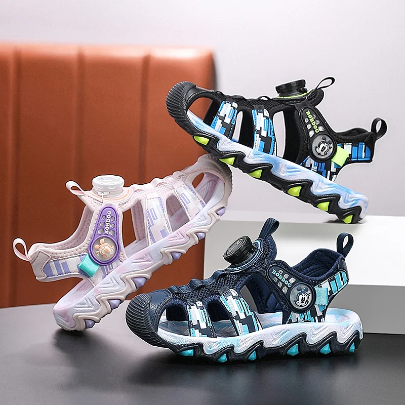Summer Closed-toe Children's Sandals Anti Slip Soft Sole Boys and Girls' Sports Sandals Anti Collision Kid's Leisure Beach Shoes