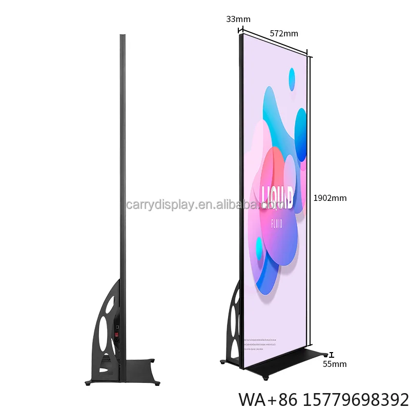 Outdoor Movable LED Digital Poster with Wheels Smart Kiosk Movable Advertising Board
