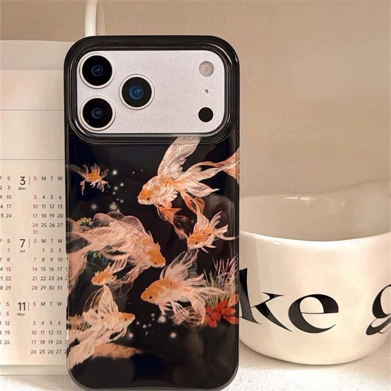 Whirlpool-Muster IND Black Bottom Lucky Koi Handyhülle für iPhone 11 12 13 14 15 16 17 18 Pro Max – Detail 4