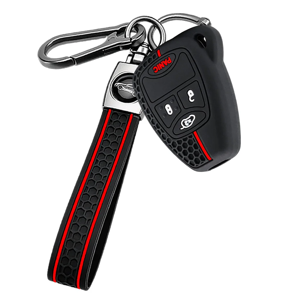 Smart Key Shell Keychain For Chrysler Pacifica Aspen 300C For Dodge Caravan Journey Nitro For Jeep Wrangler JK Soft Touch