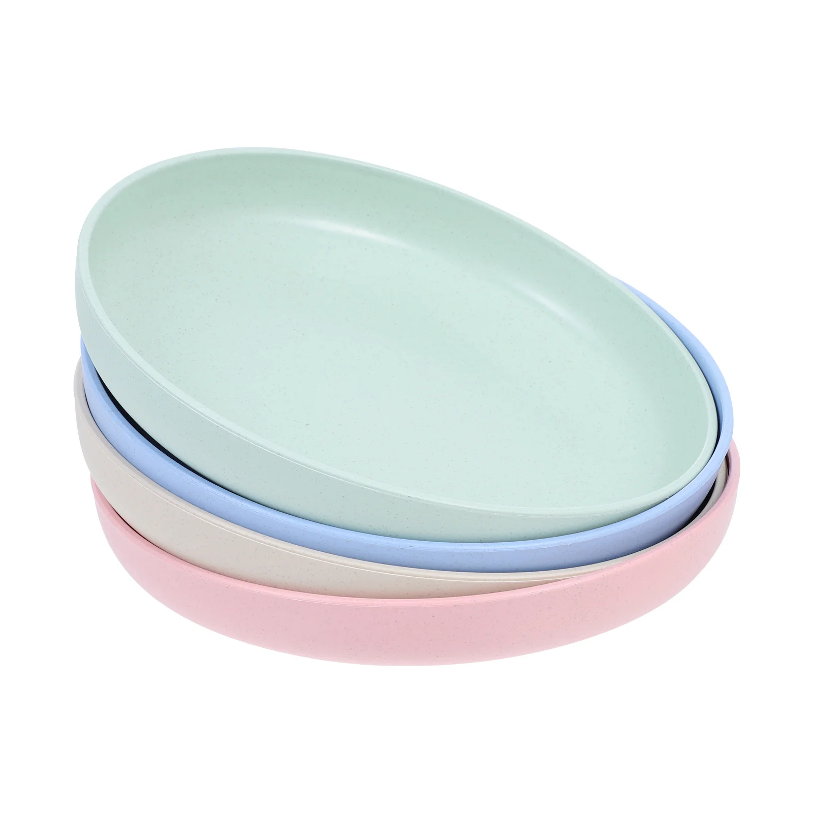 

4Pcs Unbreakable Wheat Straw Plates Household Food Plates Smooth Surface Microwave Safe Decorative Kitchen Multi-Use Snack