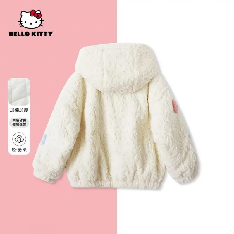 Hot Sanrio Hellokitty Cotton Cute Girl Hooded Coat Autumn Winter Quilted Thickened Mao Mao Tops Hooded Coat Warm and Comfortable