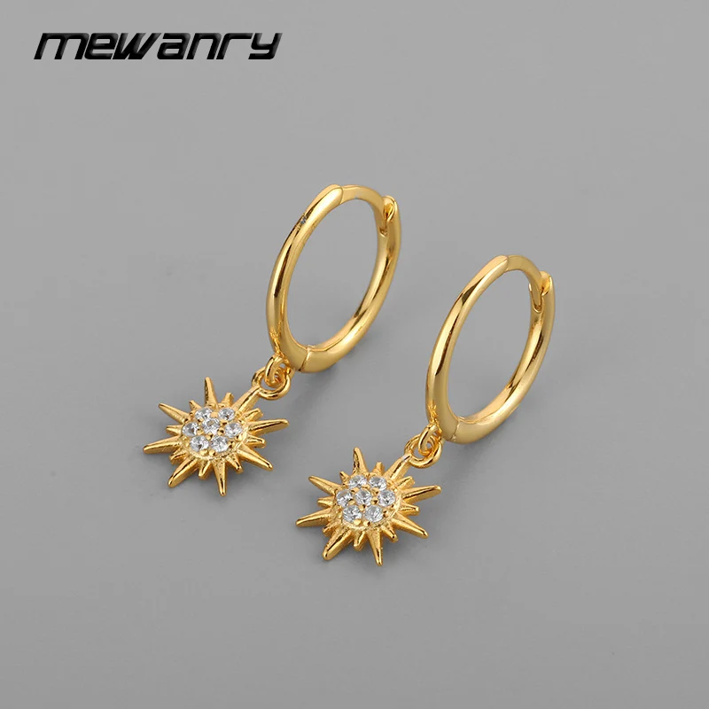 Mewanry Shining Zircon Star Drop Earrings For Women Girls Creative Fashion Elegant Simple Prevent Allergy Birthday Jewelry Gifts