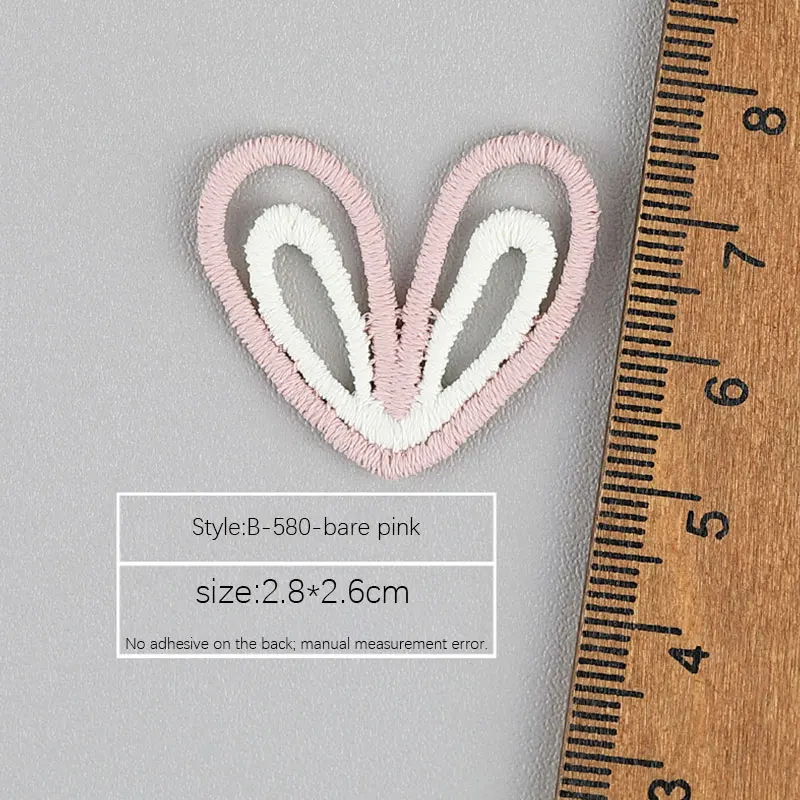 30 Stück 2,8*2,6cm Hohle Kaninchenohren-Stickerei-Patches für Haarspangen, Schuhblumen, Mützen-Dekoration und Accessoires – Detail 6