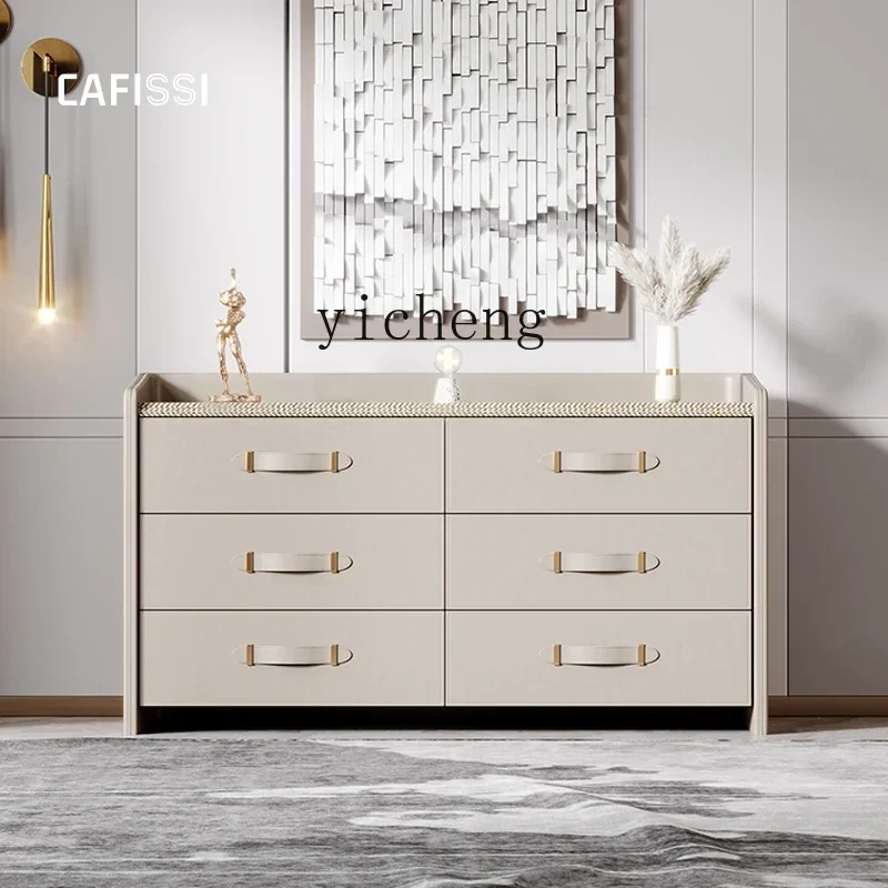 

ZZ Italian Style Light Luxury Locker Hong Kong Style Chest of Six Drawers Bedroom Simple Post-Modern TV Bench for Bedroom