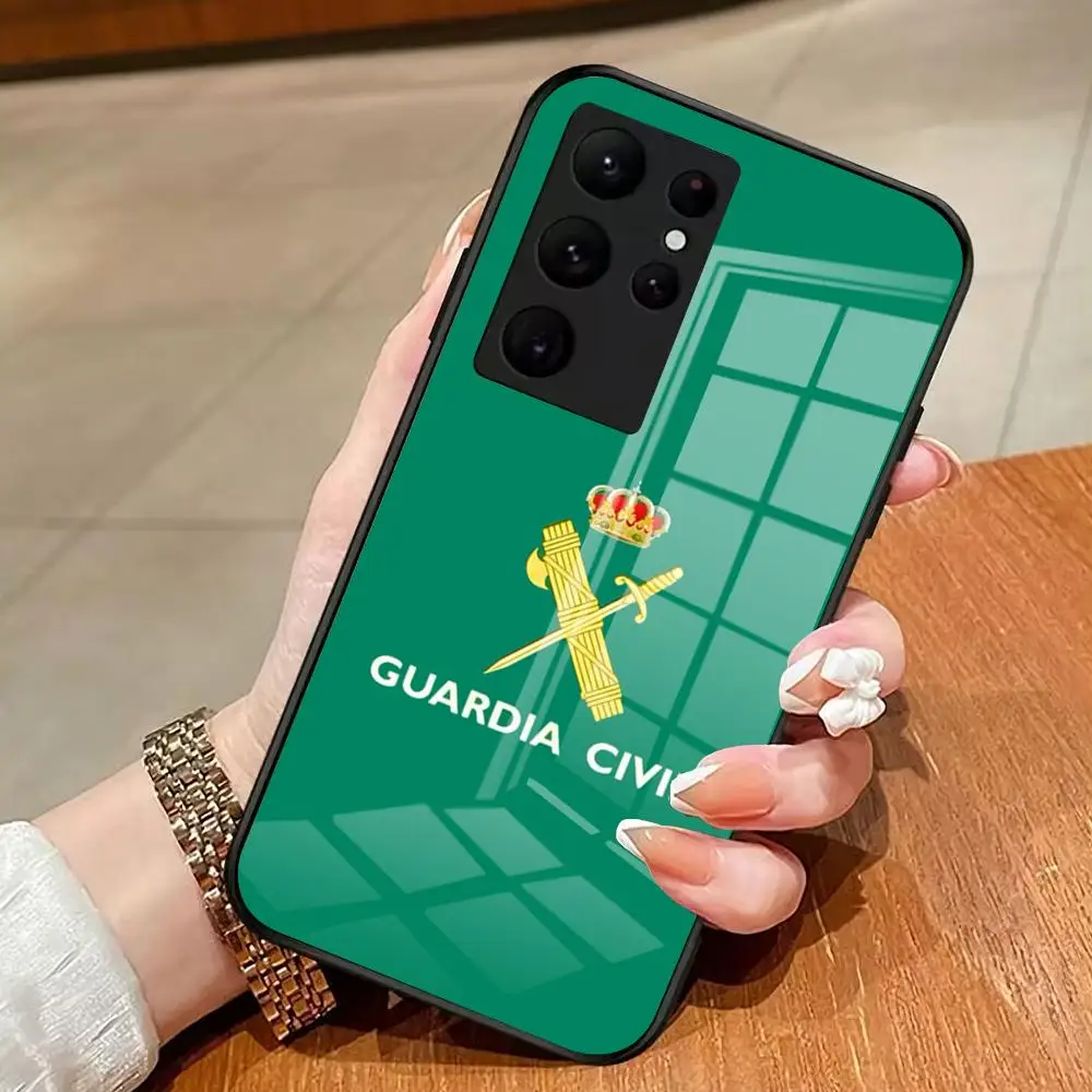 Capa de Telefone com Logo da Guarda Civil Espanhola para Samsung S26 S25 Edge Ultra 23 22 21 20 Ultra Plus S24 Fe com Capa de Vidro