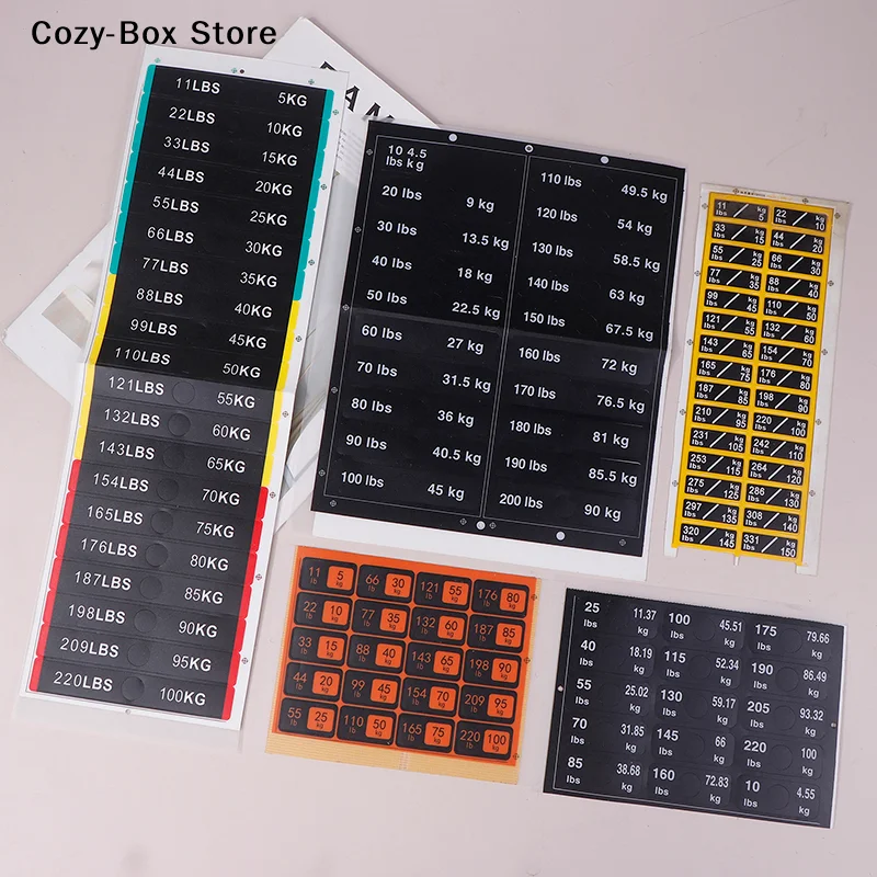 [ZY]Weight Stack Labels 4.5kg To 150kg Black Background White Number Weight Stickers For Fitness Equipment Gym Strength Training