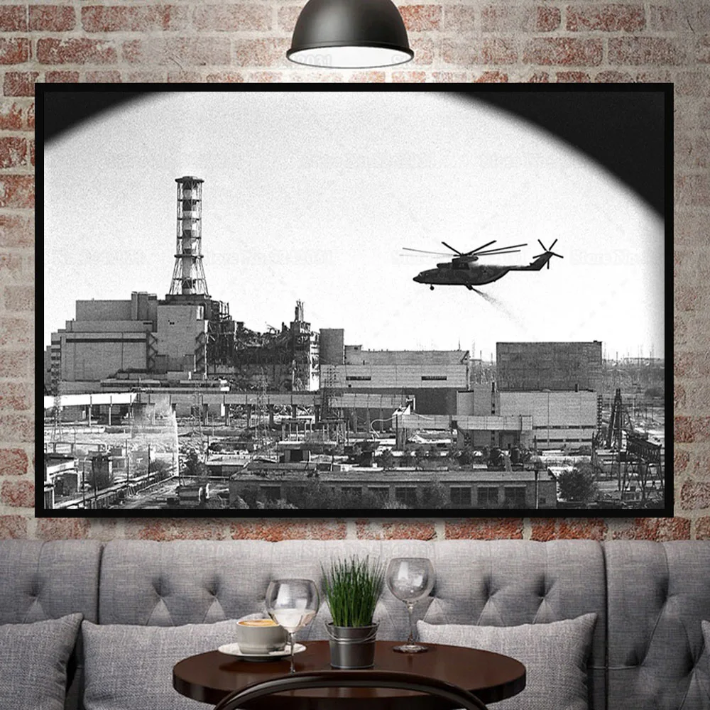 Chernobyl Poster Classic Scene Soviet Rescue Helicopter Print Nuclear Disaster 3.6 Roentgen Canvas Painting Decaoration