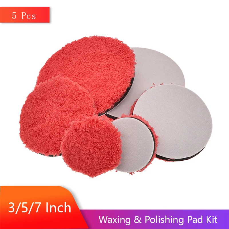 3/5/7Inch Microfiber Polishing Pad Kit 5 Pcs for Cars Body Polish Micro Fiber Polishing Wheels For DA/RO Car Polisher