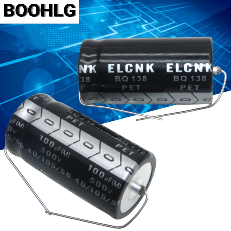 2pcs ELCNK original genuine axial polarized high voltage tube amplifier filter capacitor 500v100uf 22X43mm