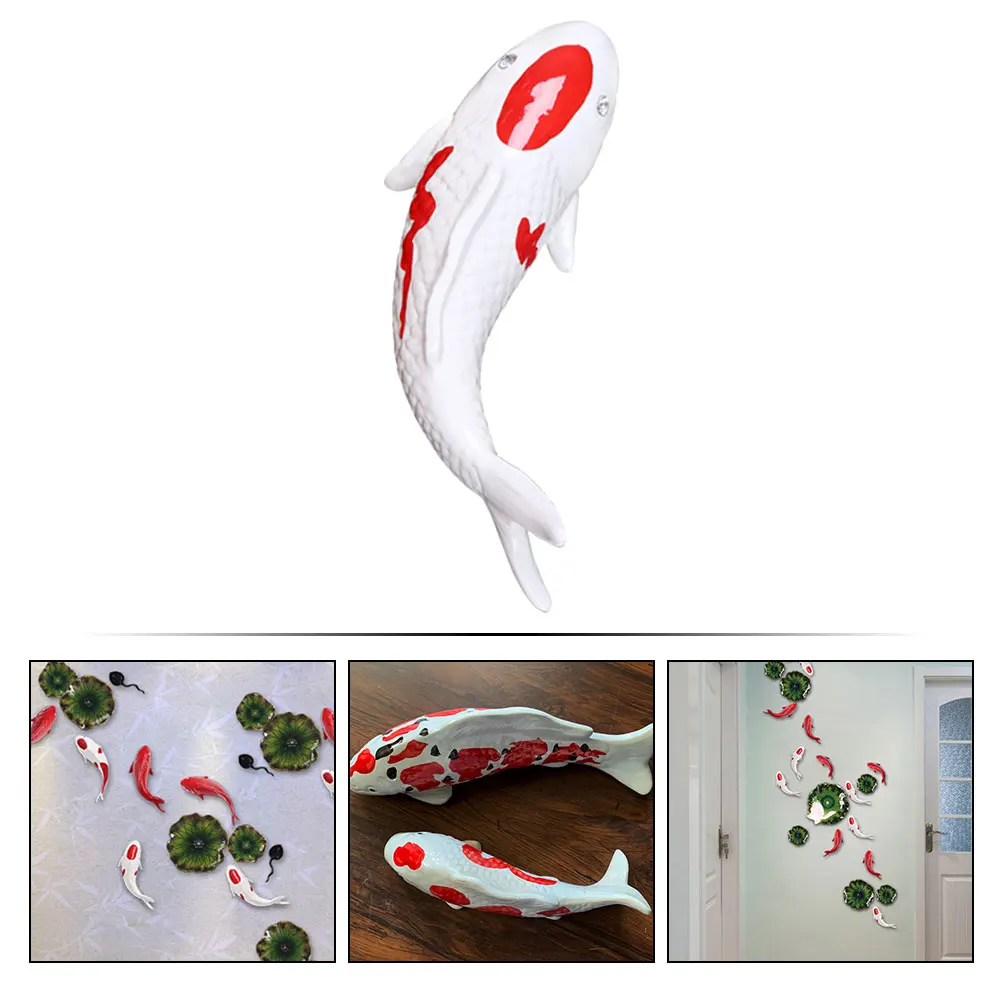 

Fish Wall Resin Crafts 3D Goldfish Hanging White Right Living Room Background Art Home Resin Fish Sculpture Wall Art Miniature
