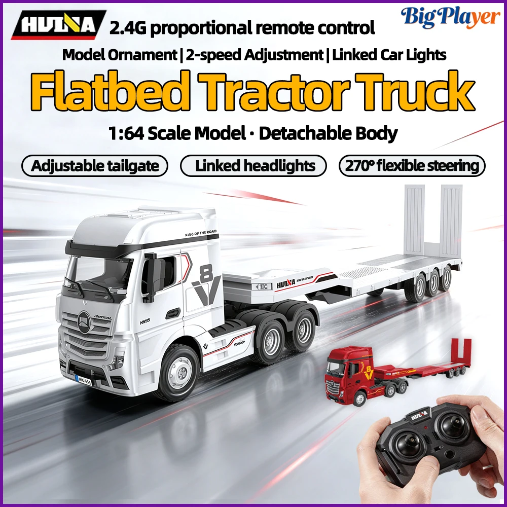 Huina 9900 RC Flatbed Tractor Truck 1/64 Scale 12CH 2.4G Proportional Remote Control Truck with Light Mini RC Model Toy In Stock