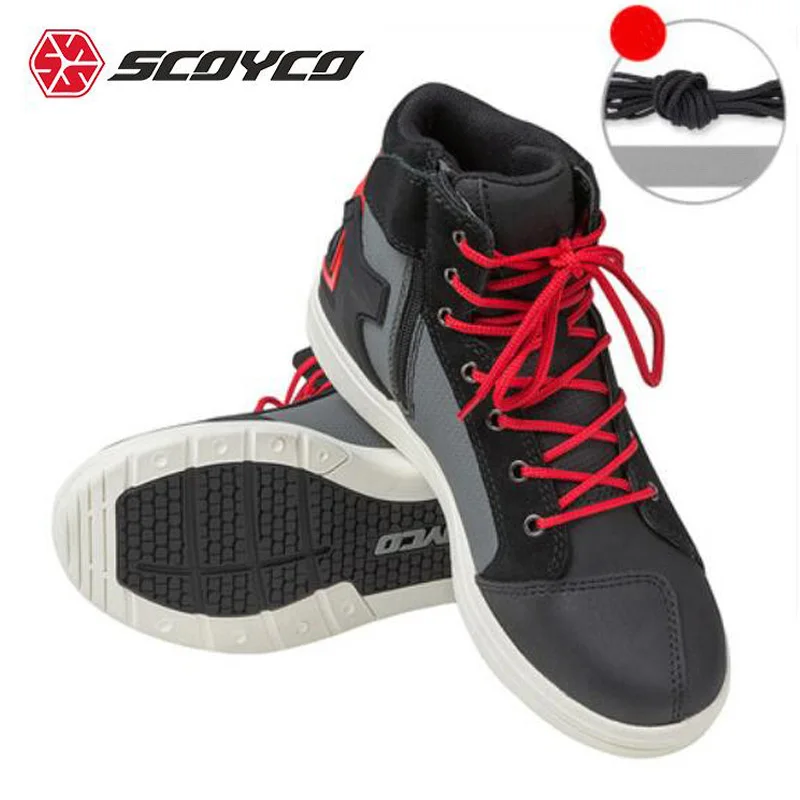 

Commuter Waterproof SCOYCO Motocross Motorcycle Boots Non-slip Grip Shoes Four Season Breathable Wear-resistant Motorbike Boots