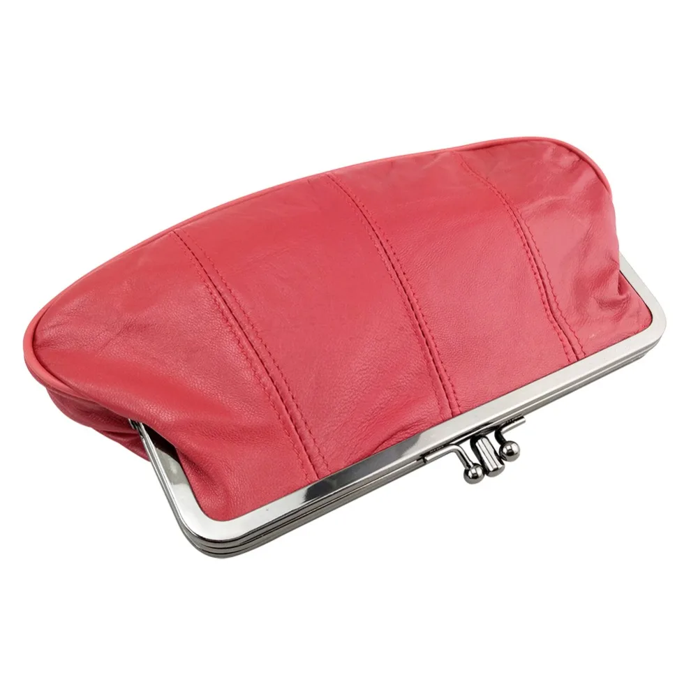 NICOLE & CO Genuine Leather Coin Purse Womens Sheepskin Change Purse Metal Hasp Closure CardHolder Wallet Zipper Small Bag short