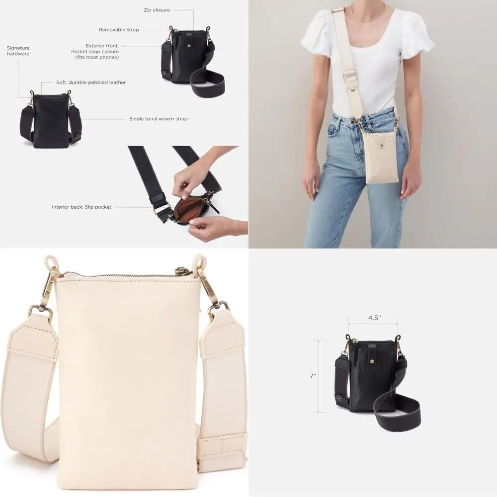 

Leather Crossbody Bag - Casual Style, Lightweight, Adjustable Strap, Everyday & Travel Purse