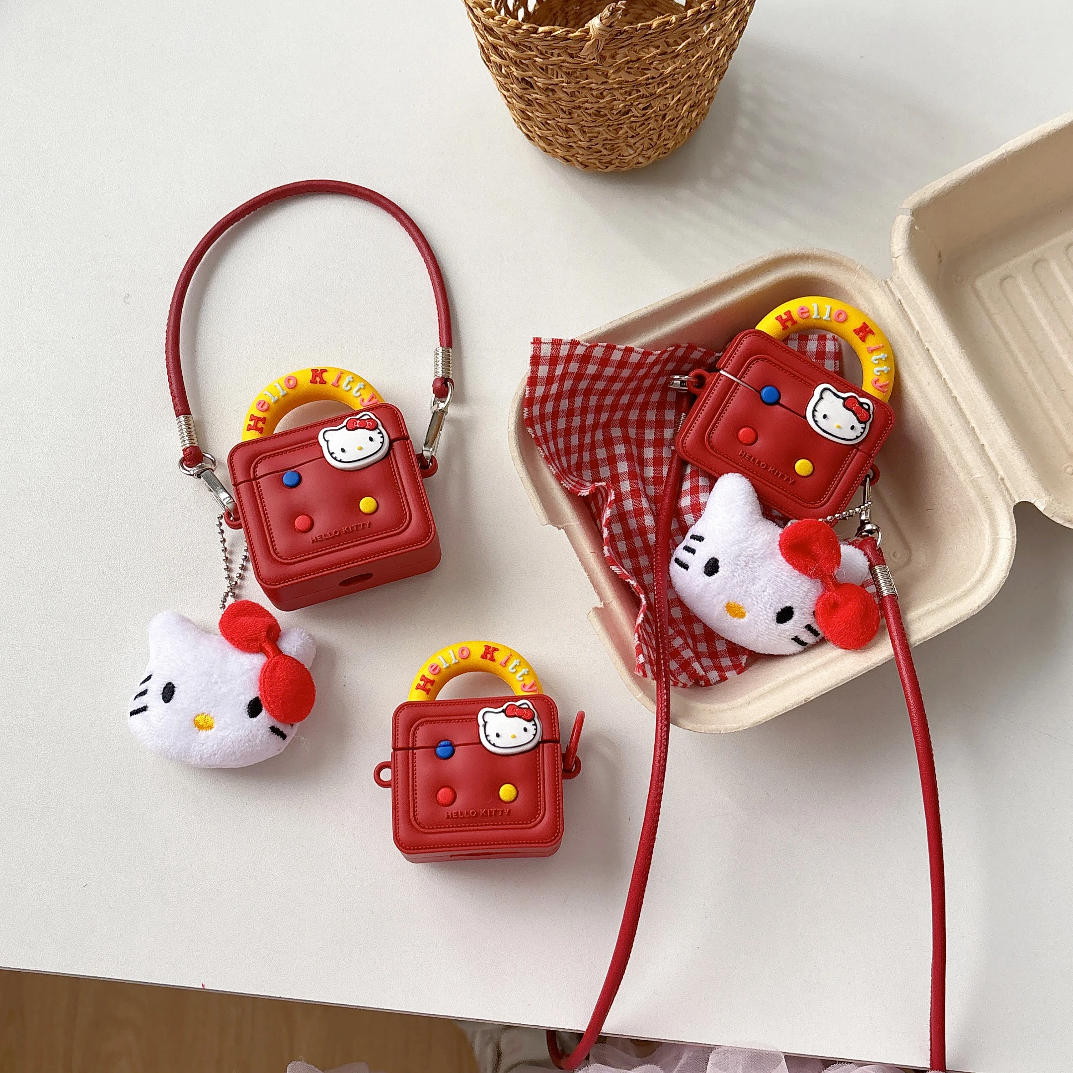 

Hot Style Girl's Gift Animation For Hello kitty Lanyard Sanrio Silicone Headphone Cover Cartoon For Airpods 4,1,2,3,Pro,Pro2