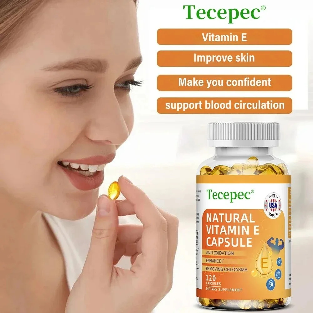 Natural Vitamin E Capsules - Brightens Skin, Tightens Skin, Reduce Wrinkles, Anti-aging, Antioxidant, Supports Immune