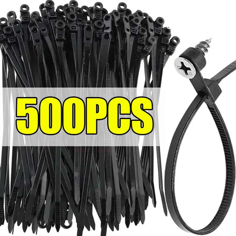 500/100 шт., многоразовые фиксированные нейлоновые кабельные стяжки