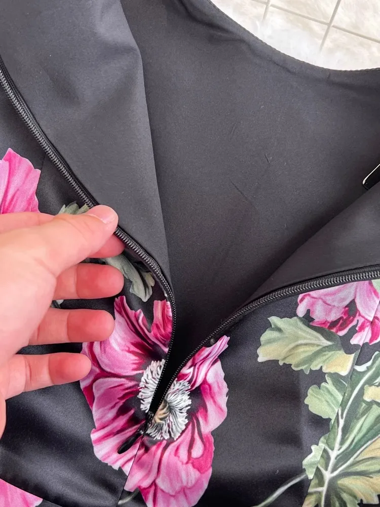 Robe Jacquard à fleurs pour femme, col en fibre, taille haute, imprimé floral, longueur longue mollet, robe de plage, robe de soirée éducative, précieuse, été