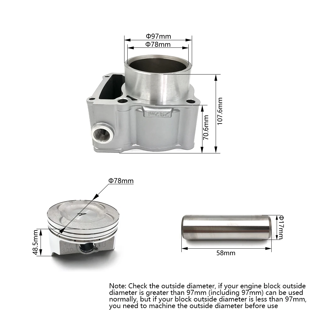 For KAWASAKI Air Cylinder Block & Piston Kit & Head & Base Gasket Kit 78mm Bore Engine Part LONCIN CR6 VOGE300R KLX300 YF300 KLX