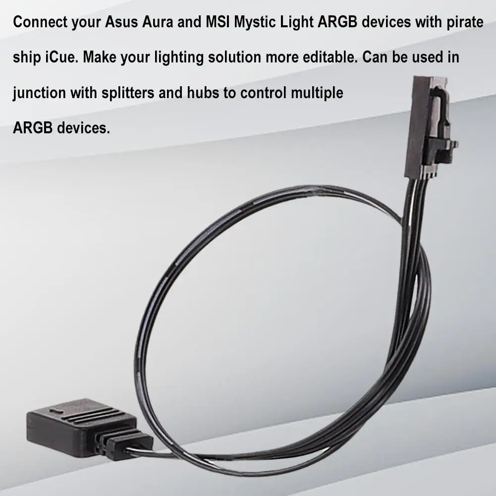 Línea adaptadora de controlador de Barco Pirata QL LL120 ICUE Shengguang Sync ASUS HD ML Argb 4PIN, línea adaptadora de 25cm a Pin 5V3 ordinario