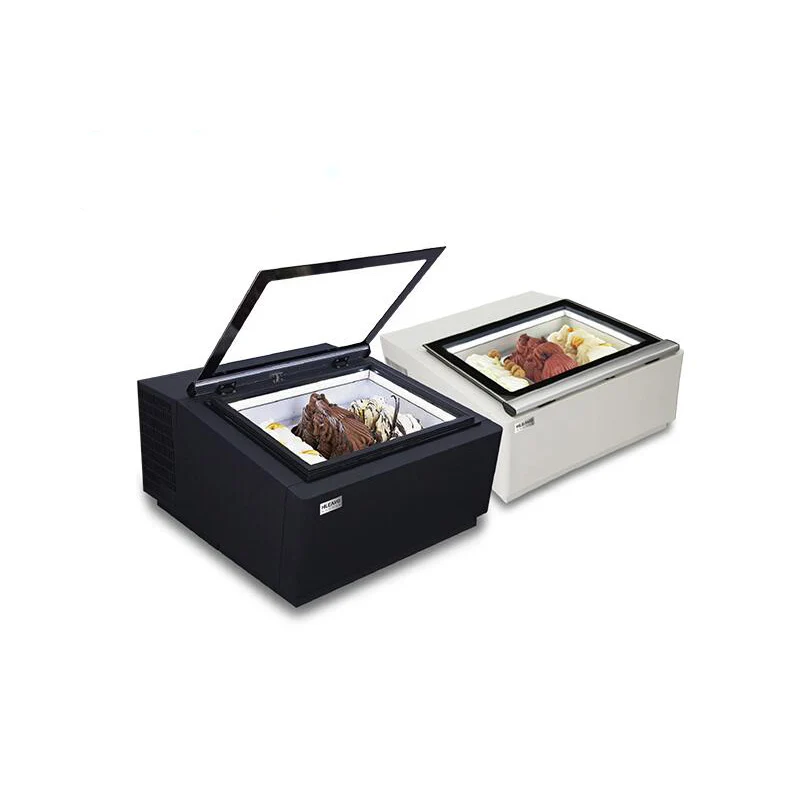 Commercial Ice Cream Display Cabinet Supermarket Refrigerator Showcase Top Sliding Door Chest Freezer