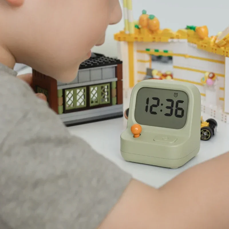 Creative Retro Mini Handheld Game Machine Alarm Clock Cute Digital Clock with Multifunction Countdown and Snooze
