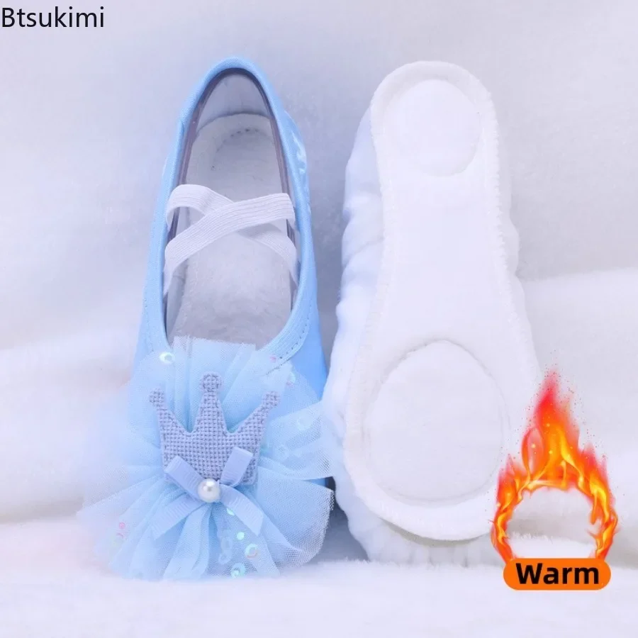 Children's Ballet Shoes Girls Professional Dance Satin Crown Lace Ballet Shoes Soft Sole Professional Training Princess Shoes