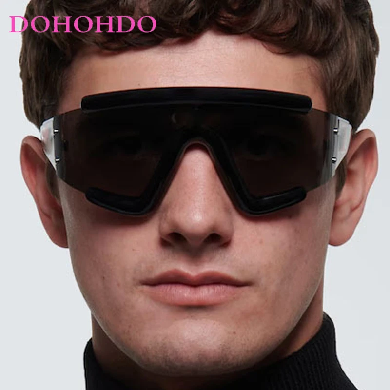 

Oversized Y2K Punk Sunglasses Women Men 2025 Luxury Brand Steampunk One Piece Sun Glasses Outdoors Sports Windproof Goggle UV400