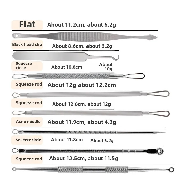 ‌Professional Stainless Steel Acne Tool Kit - Portable Blackhead Remover & Comedone Extractor for Facial Blemish Care