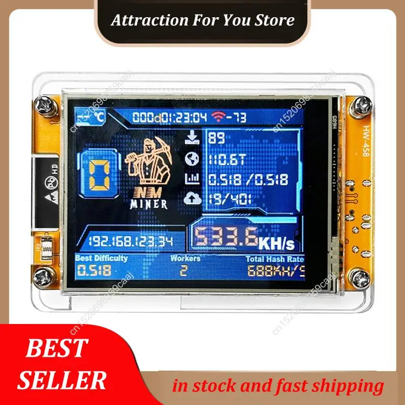 الأكثر مبيعًا على ESP32 Nmminer Nerdminer V2 لتعدين Bitcoin Solo، 530KH/S، يتميز بشاشة ذكية مقاس 2.8 بوصة