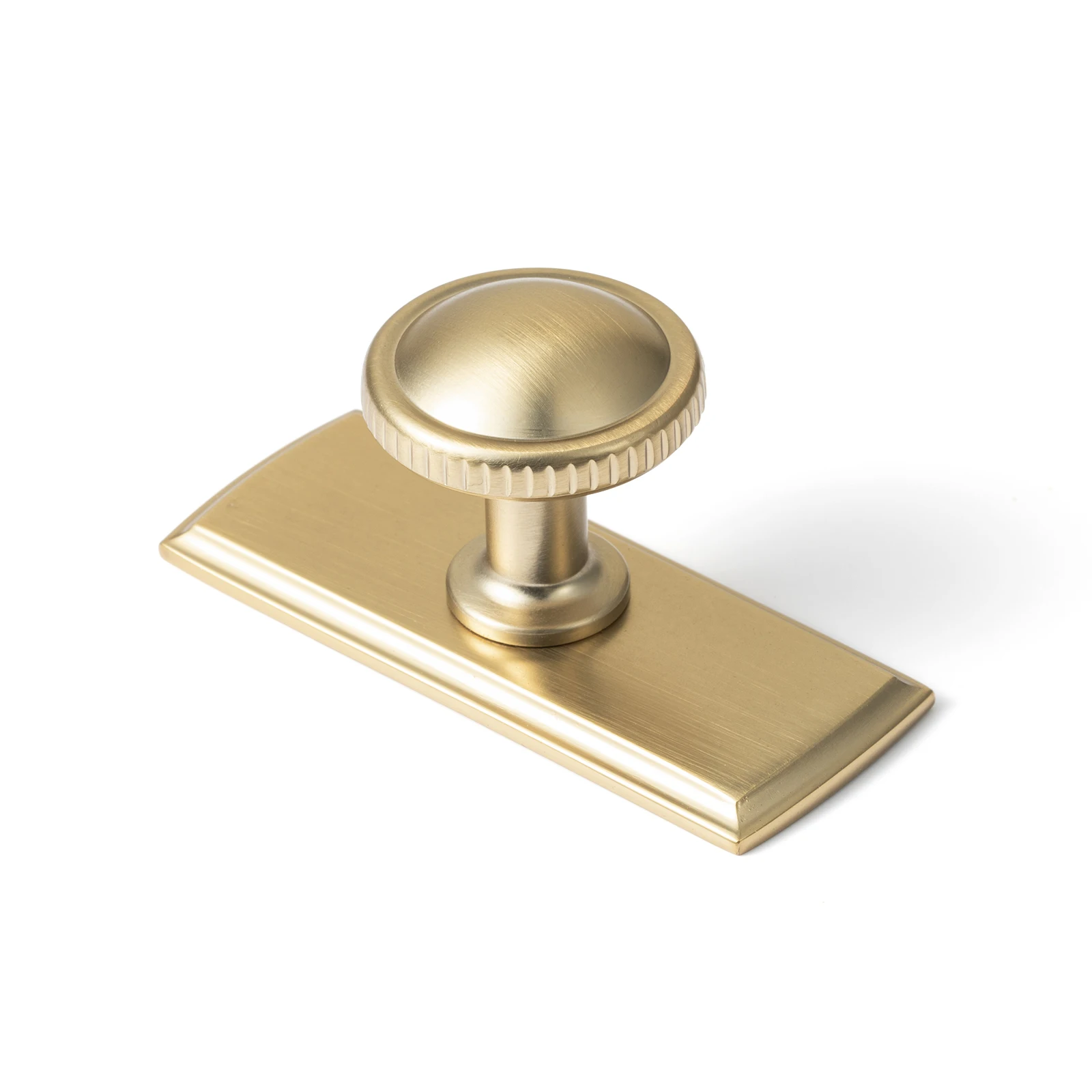 Goo-Ki Antique Brass Cabinet Knobs with Escutcheon Plates, 2-3/4 in, 6 Pack Zinc Alloy Construction, Fluted Dome Grip, Single-Hole Mounting, For Kitchen Cupboards, Bathroom Vanities And Dressers