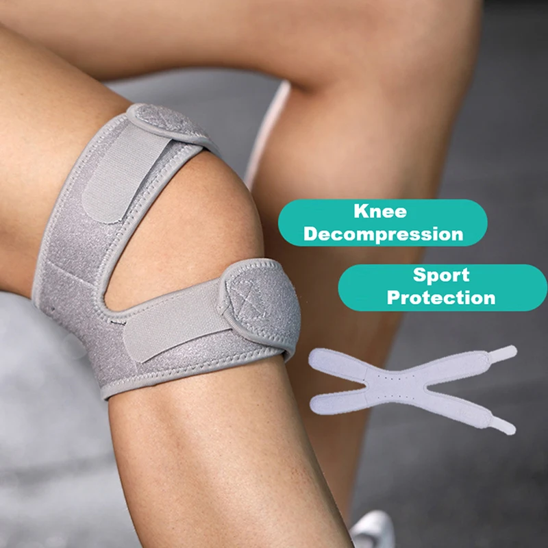 1PCS Adjustable Sports Kneepad Double Patellar Knee Patella Tendon Support Strap Brace Pad ProtectorOpen Knee Wrap Strap Band