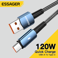 Essager 120W USB Type C Cable For Xiaomi 12Pro 6A For Redmi K50 Note 11Pro Black Shark 5Pro USB Fast Charge Cables Data Cord 2m