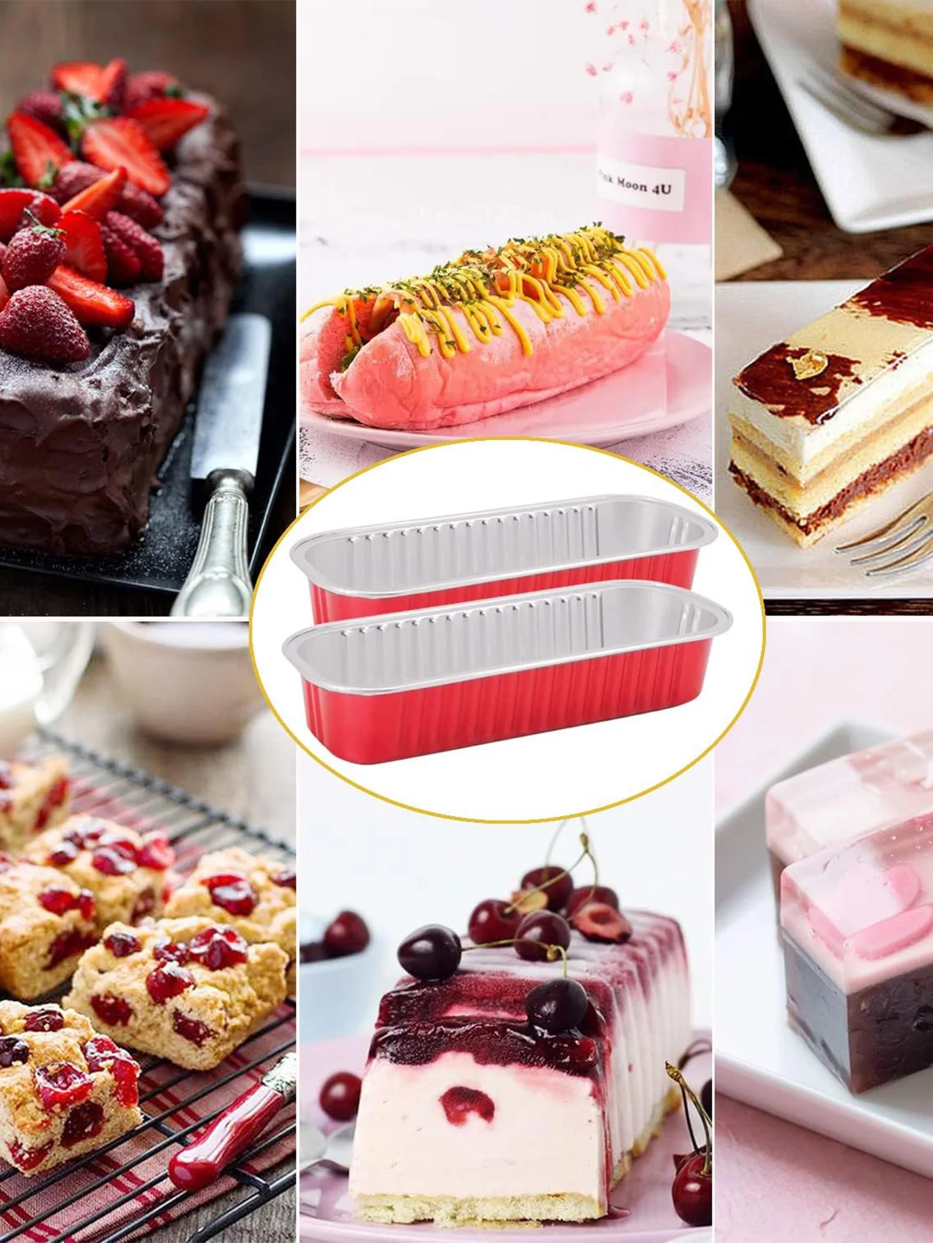 12pcs rectangular cake paper cup disposable food grade tin foil baking cake mold aluminum foil