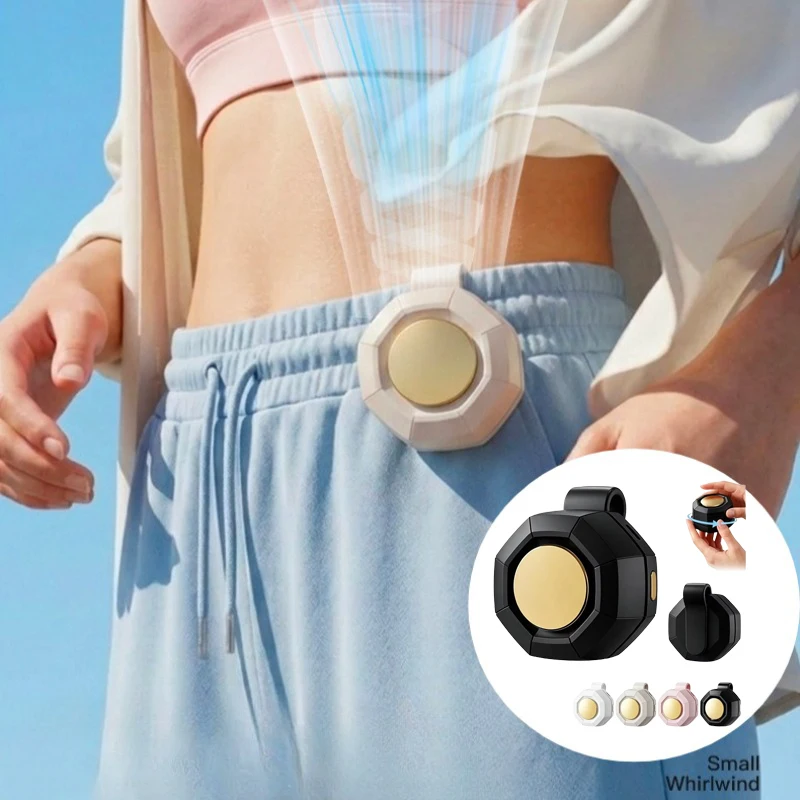 

Portable Mini Clip Fan Leafless HandsFree Waist Hanging Neck Fan Personal Air Cooler Wearable Fan for Daily Travel Outdoor