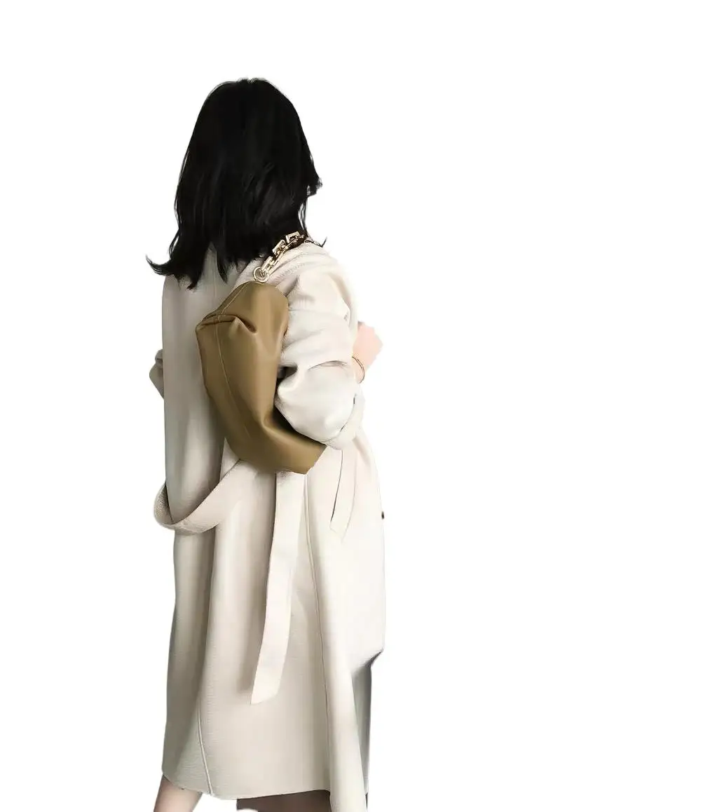 Women's Clothing Double-sided cashmere coat water ripple cashmere wool coat woolen coat  Autumn Winter New  No.2