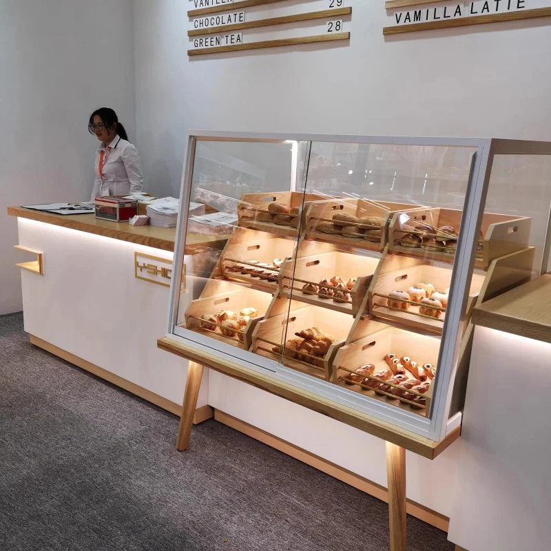 custom.Customizable Commercial Restaurant Reception Desks Counter Bread Showcase Display Cabinets LED-Lit Baked Cakes Desserts S