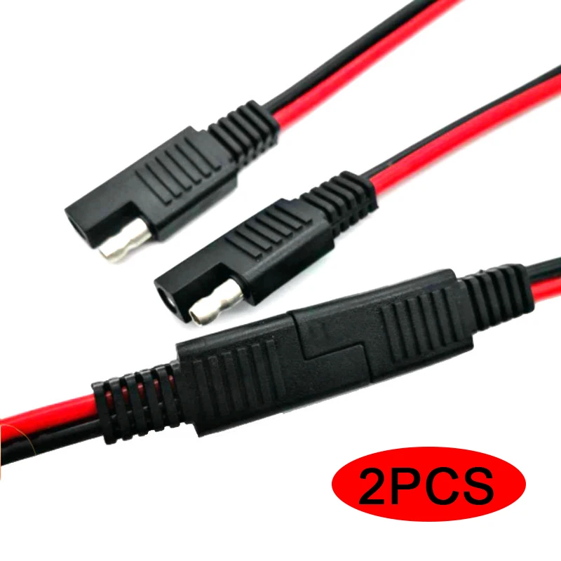 2Pcs SAE Single-ended Cable Power Extension Connector Plug Cable Solar Panel Battery Adapter Quick Connect