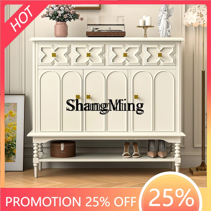 

SM style shoe cabinet household entrance door solid wood storage entrance integrated white multi-layer locker