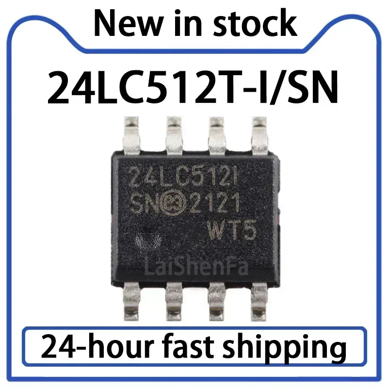 5PCS 24LC512T-I/SN Package SOIC-8 512Kb I2C Compatible Dual Line Serial EEPROM Chip Original in Stock