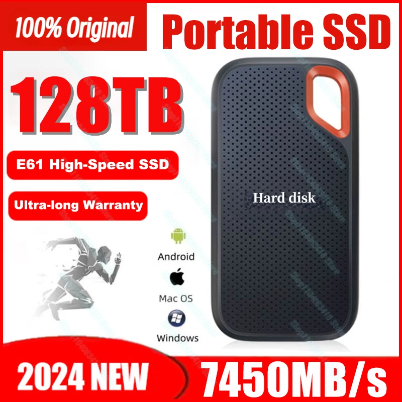 

New Original 1TB High-speed 128TB 16TB 8TB Portable SSD 2TB Portable External Solid State Hard Drive For Notebook MobilePhone