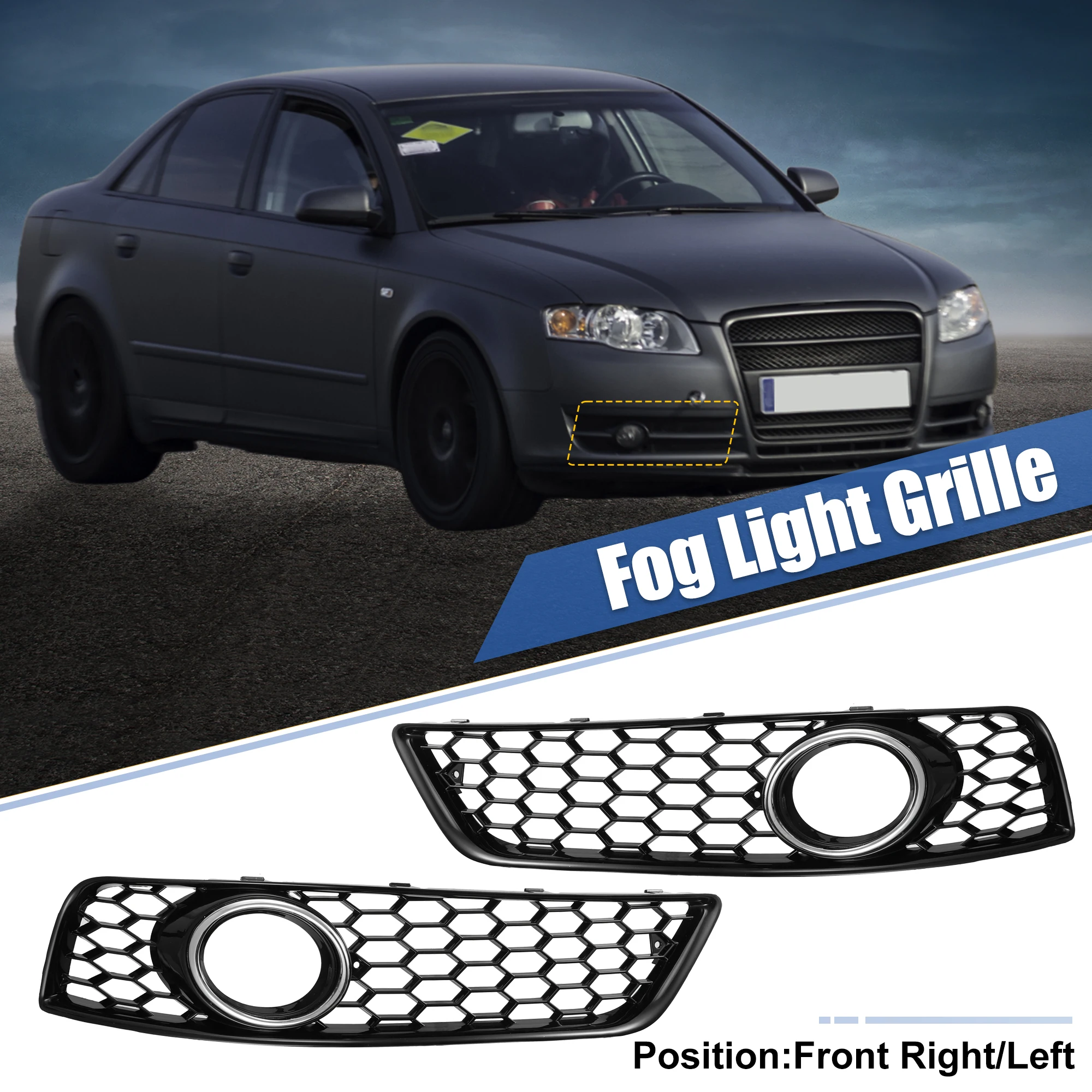 

Uxcell Pair P0807682J 8P0807681AA Front Right/Left Fog Light Grille Cover Trim Fog Lamp Grille for Audi A3 8P 2009-2013