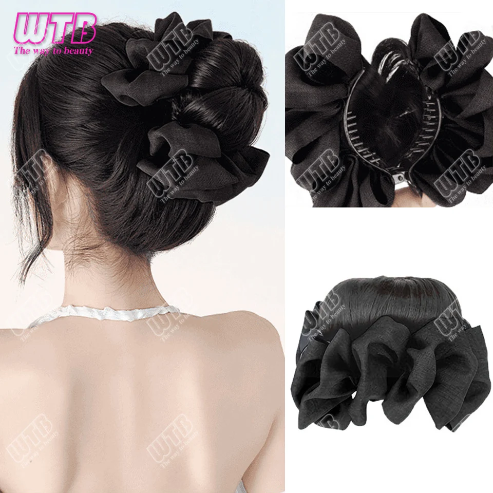 

Новая мода женские синтетические волосы пучок с аксессуарами для волос зажим Maruko голова парик синтетические вьющиеся шиньон шиньоны