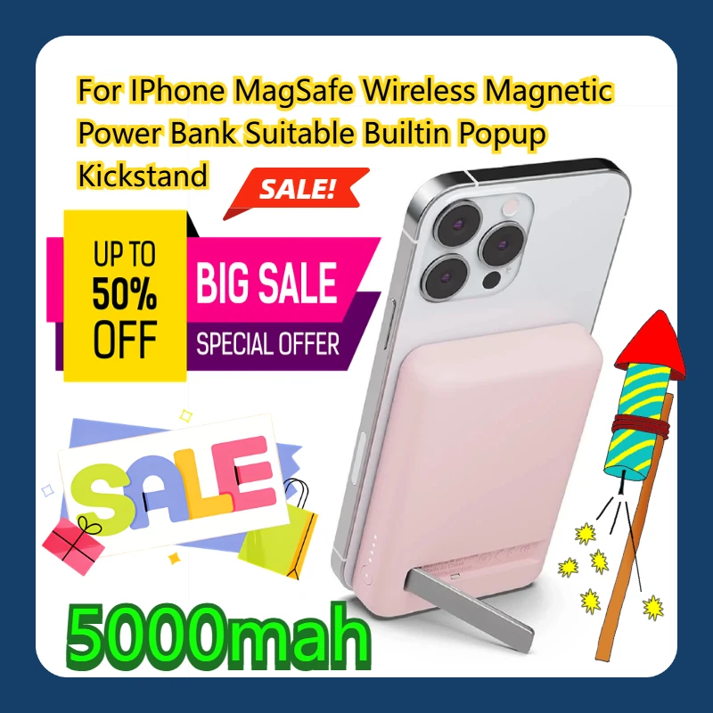 

For IPhone MagSafe Wireless Magnetic Power Bank Suitable Builtin Popup Kickstand