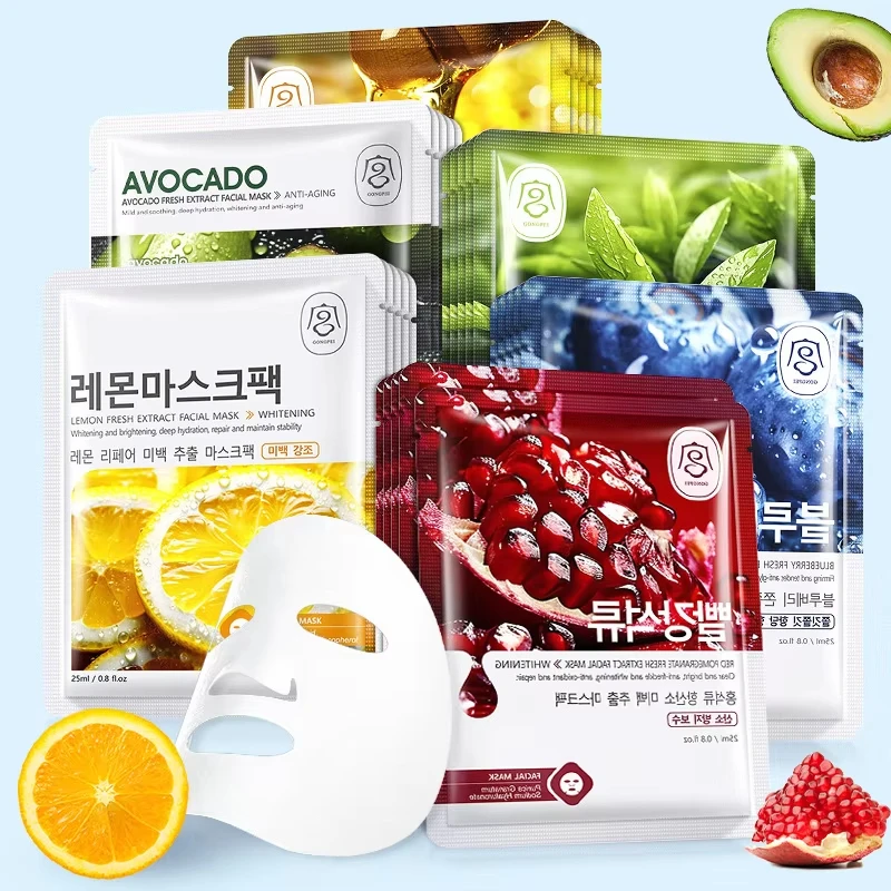 8pcs GONGPEI Fruits Face Mask Moisturizing Whitening Anti Wrinkles Hydrating Anti-Aging Facial Masks Korean Skin Care Cosmetics