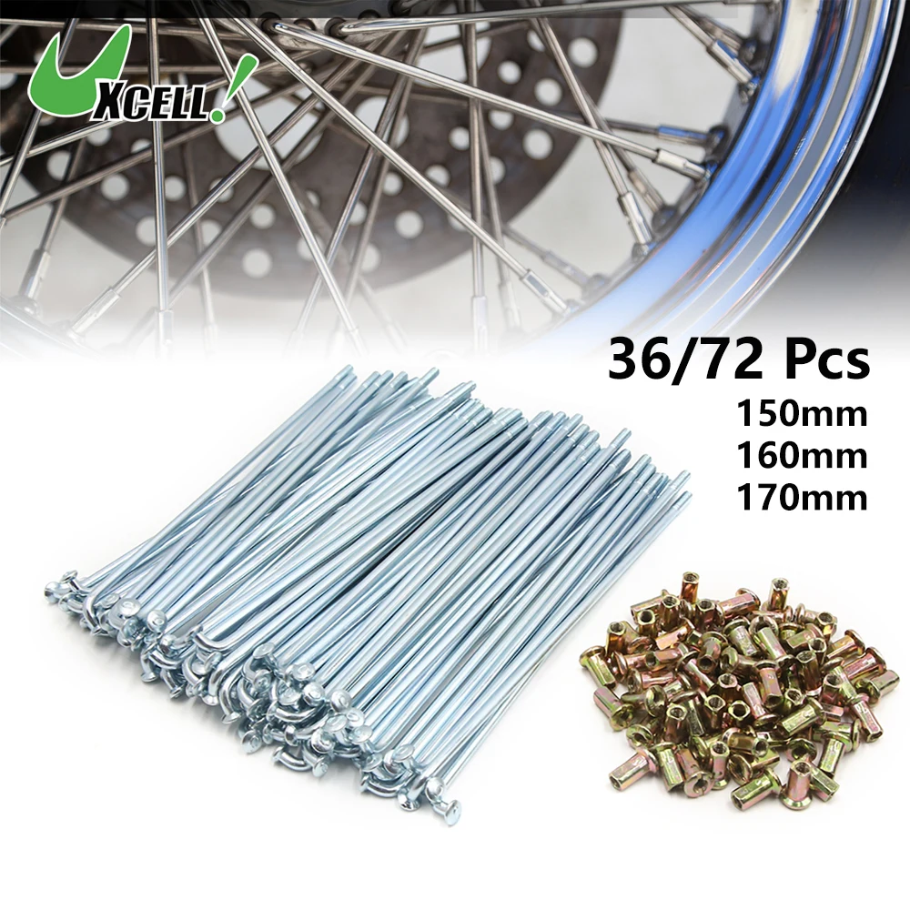 

Uxcell 36pcs 72pcs 4mm Thread Diameter 150mm-170mm Length Motorcycle Wheel Rim Hub Spokes With Nipples